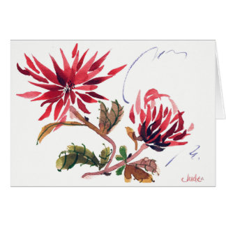 Red Mums (5" x 7"), white envelopes included