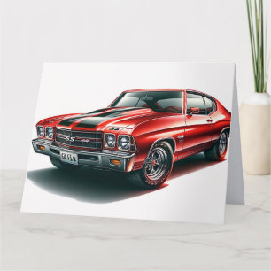 RED MUSCLE CAR GREETING BIRTHDAY CARD