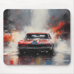 Red  Muscle Car head on Mouse Pad