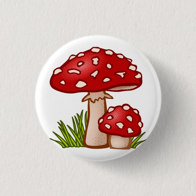 Red Mushroom Cartoon  1 Inch Round Button (Front)
