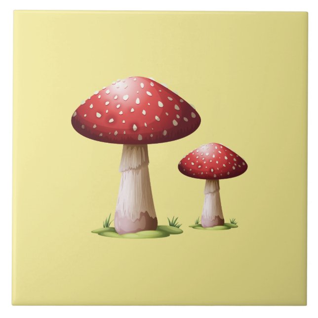 Red Mushroom Ceramic Tile (Front)
