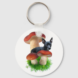 Red Mushroom Dog Keychain