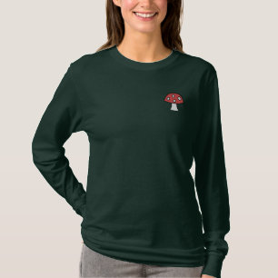 Red Mushroom Embroidered Long Sleeve T-Shirt
