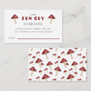 Red Mushroom Fun Guy Baby Shower Diaper Raffle  Enclosure Card