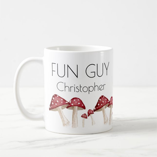 Red Mushroom Fun Guy Funny  Coffee Mug (Left)