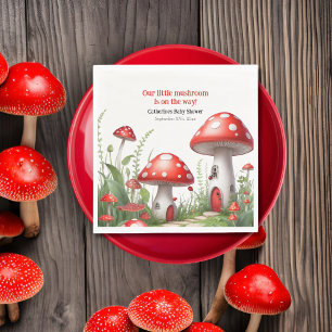 Red Mushroom Fungi Woodland Baby Shower Napkin