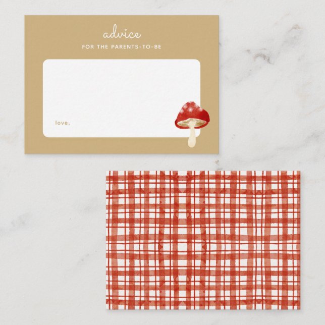 Red Mushroom Picnic Baby Shower Parenting Advice Card (Front/Back)
