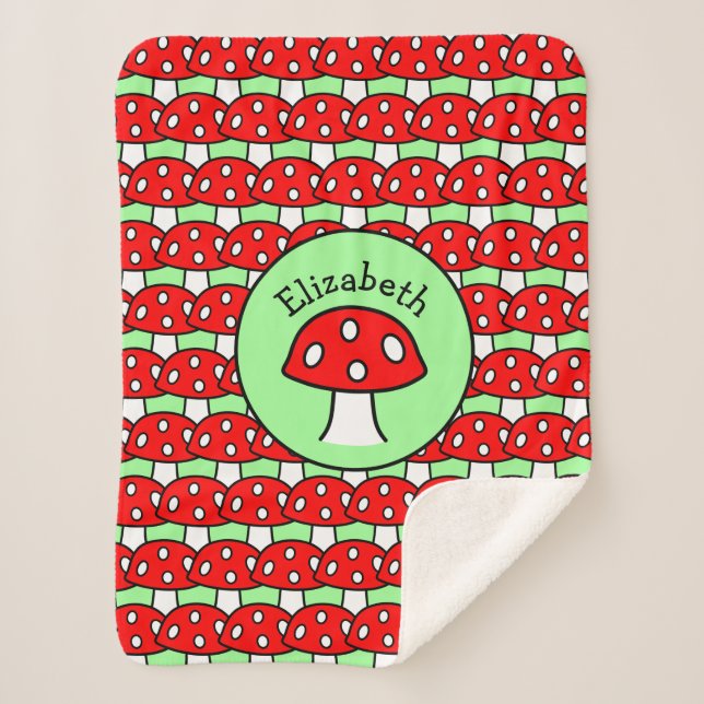 Red Mushroom Sherpa Blanket (Front)
