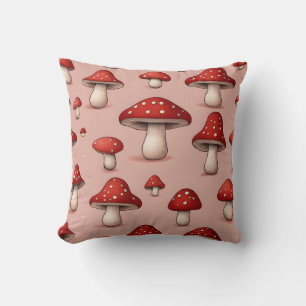 red mushroom throw pillow