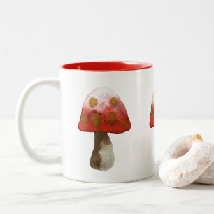 Red Mushroom Toadstool magic Two-Tone Coffee Mug
