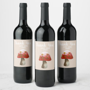 Red Mushroom Toadstool magic Wine Label