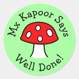 Red Mushroom Well Done Stickers