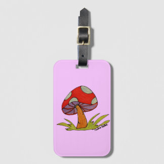 Red Mushroom with light purple background Tote Luggage Tag