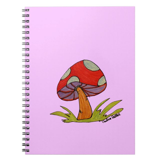 Red Mushroom with purple background Notebook (Front)