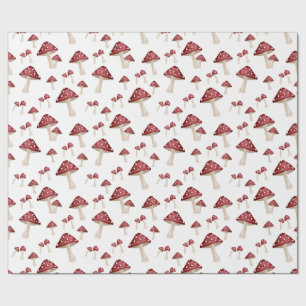 Red Mushroom Woodland Forest Watercolor Wrapping Paper