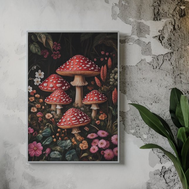 Red Mushrooms in a Fantasy Forest Poster (Creator Uploaded)