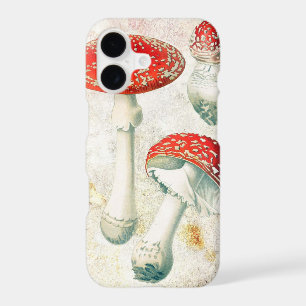 Red mushrooms morel faded distressed background 