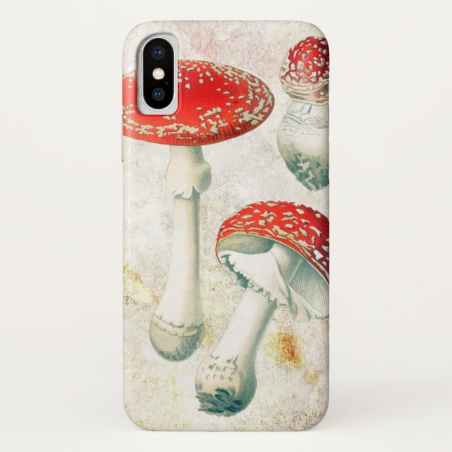 Red mushrooms morel faded distressed background  Case-Mate iPhone case (Back)