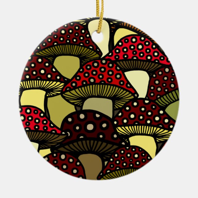 Red Mushrooms Ornament (Front)