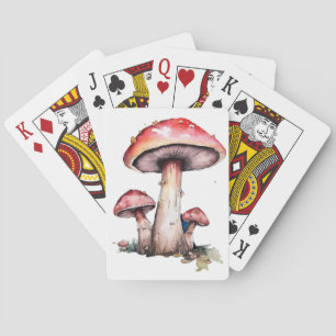 Red Mushrooms Playing Cards