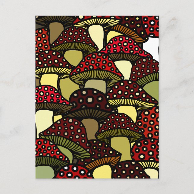 Red Mushrooms Postcard (Front)