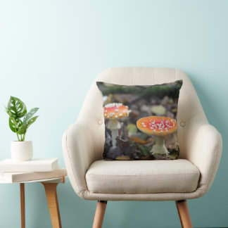 Red Mushrooms Throw Pillow