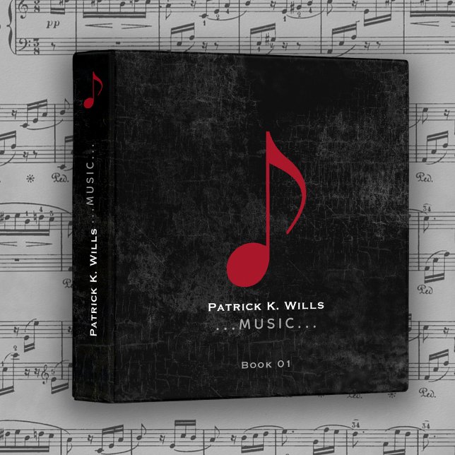 red music note on black binder (Creator Uploaded)