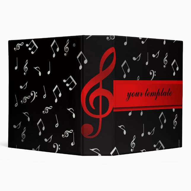 red music notes and silver black template binder (Background)