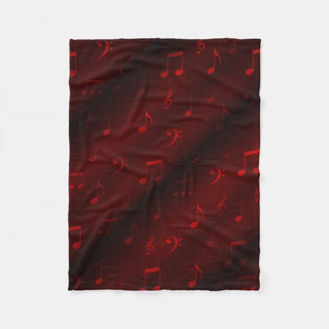 red music notes fleece blanket (Front)