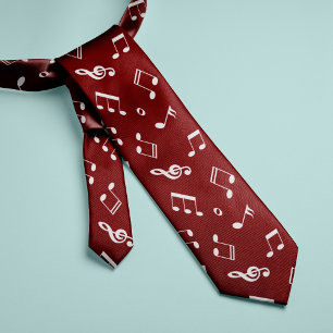 Red Music Notes Pattern Tie