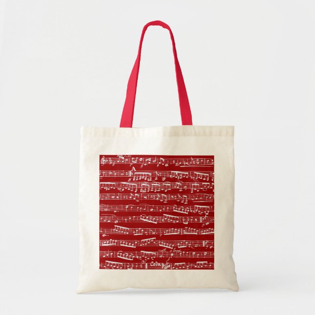 Red music notes tote bag (Front)
