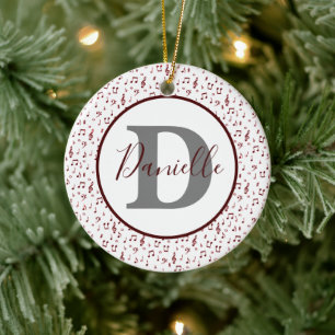 Red music theme personalized ceramic ornament