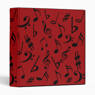 Red Musical Notes Binder