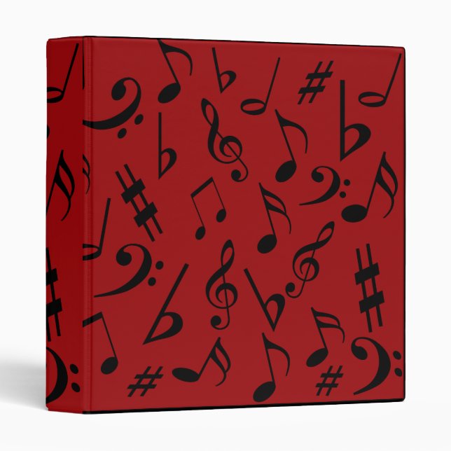 Red Musical Notes Binder (Front/Spine)