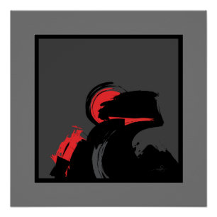 Red 'n Black Night Sentinal Modern Abstract Art Poster