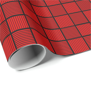 Red N Black Squares Wrapping Paper