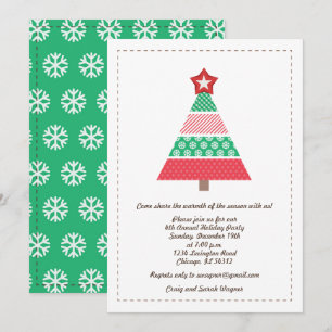 Red n Green Christmas Tree Annual Christmas Party Invitation