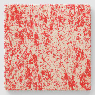 Red n White Marbled Spotted Square Stone Coaster