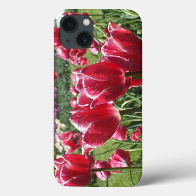 Red N White Tulips iPad Case (Back)