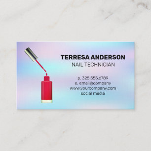 Red Nail Polish and Brush Pastel Blend Business Card