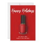 Red Nail Polish Happy Holidays Custom Beauty Salon