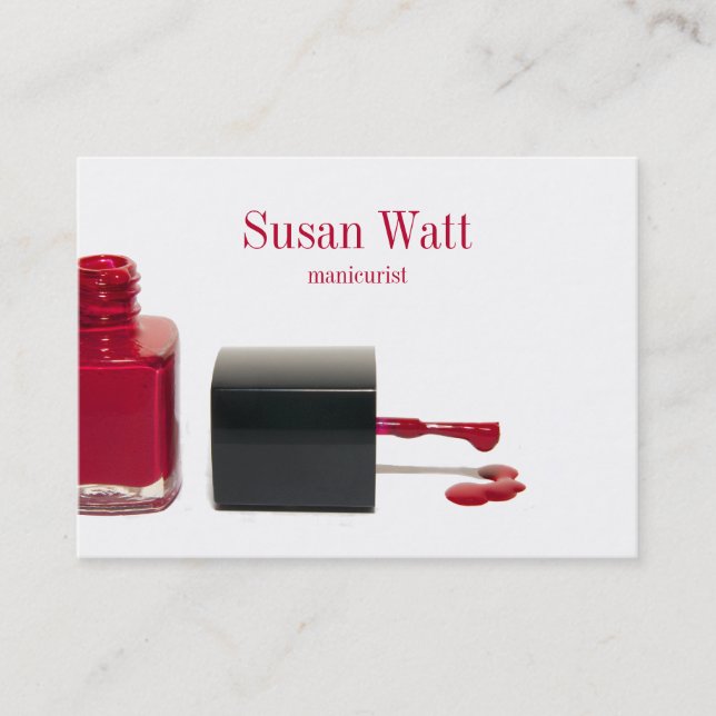 Red Nail Technician Business Card (Front)