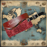 Red Name Faux Glitter Bling Personalized  Luggage Tag<br><div class="desc">This design may be personalized in the area provided by changing the photo and/or text. Or it can be customized by clicking Personalize this Template and then choosing the click to customize further option and delete or change the colour of the background, add text, change the text colour or style,...</div>