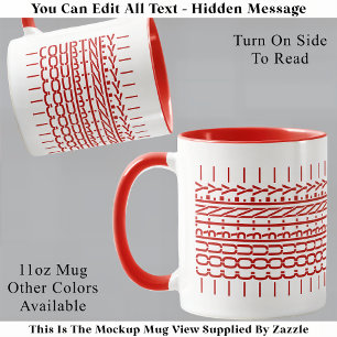 Red Name Hidden Message Trendy Mug 121B Modern