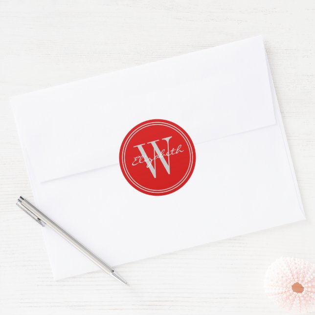 Red Name Monogram Envelope Seals (Envelope)