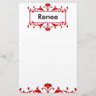 Red Name or Monogram Customizable Stationery