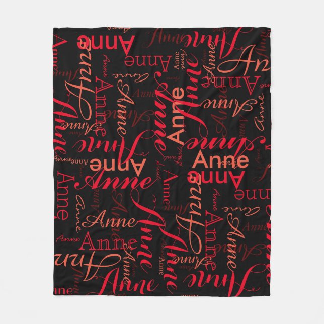 Red Names Pattern all-over Black Stylish Fleece Blanket (Front)