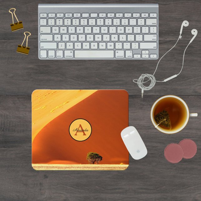 Red Namibia sand dunes photo monogram Mouse Pad (Creator Uploaded)