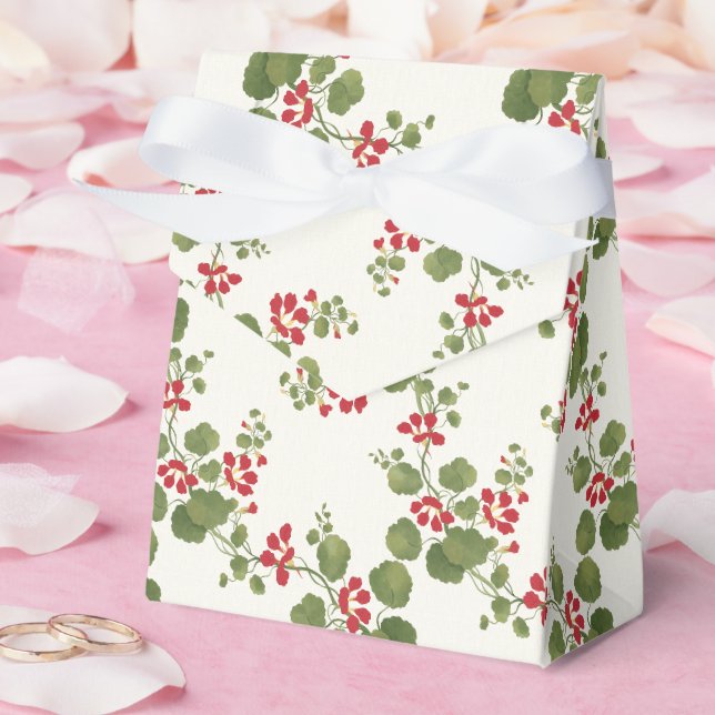 Red Nasturtium Cream Background  Favor Box (Wedding)