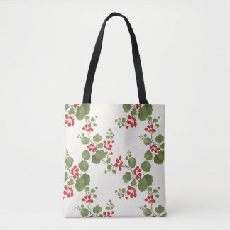 Red Nasturtium Cream Background  Tote Bag
